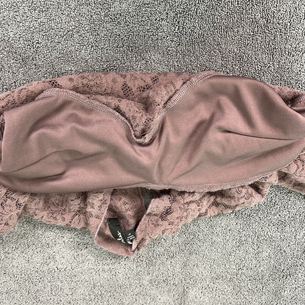 LULUS Fuzzy Ruched Lacey Purple Top Long Sleeve Women Large Coquette Cottagecore - Picture 7 of 16